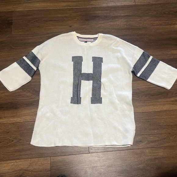Tommy Hilfiger Denim Long Sweater Womens Medium H Logo Y2k - Picture 1 of 7